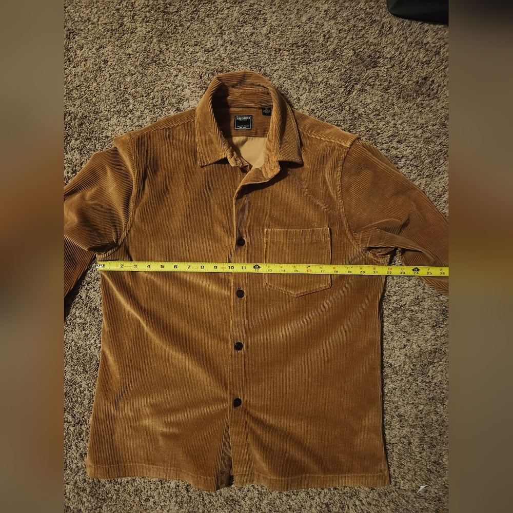 Todd Snyder Men's Tan Corduroy Button-Down Shirt - Picture 4 of 7
